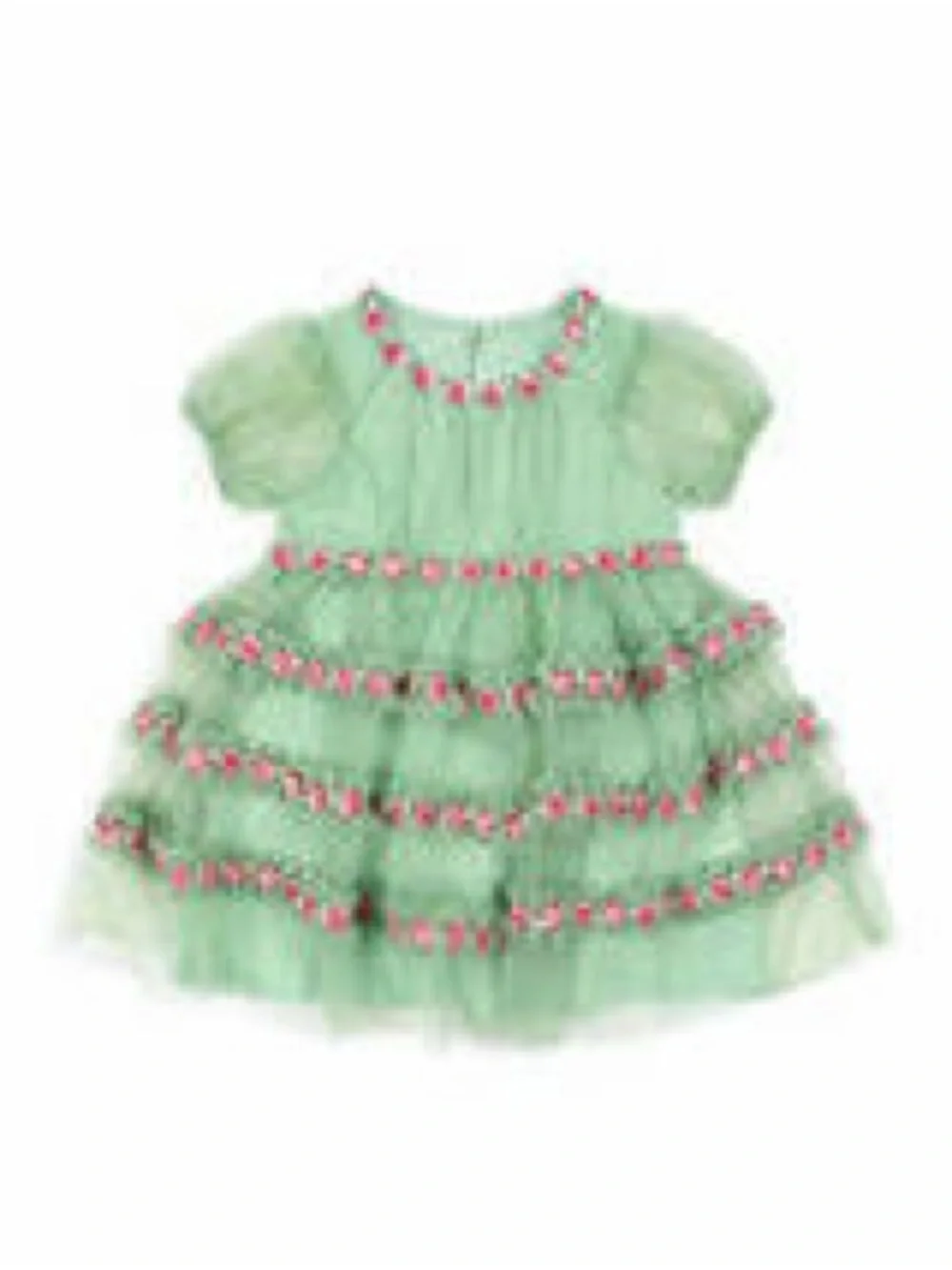 NWT $130 Soft Tiered Konges Sløjd Joelle Dress in Green Size 2 Years